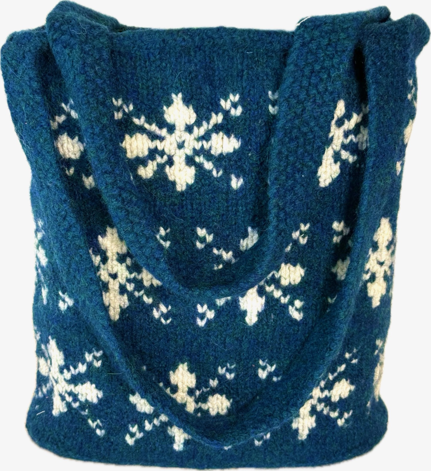 Blue snowflake fair isle bag